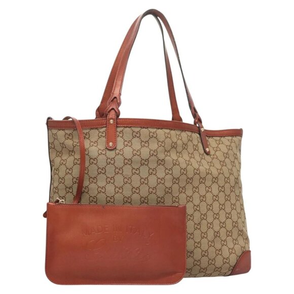 GUCCI GG Canvas Tote Bag Beige Gold 247209 Auth - Picture 1 of 16